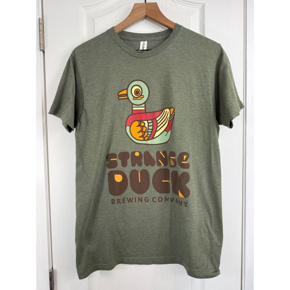 Strange Duck Brewing Company Short Sleeve T Shirt Green Adult Size M Medium